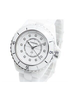 Chanel J12 White Ceramic SS Diamond 33 Watch Quartz